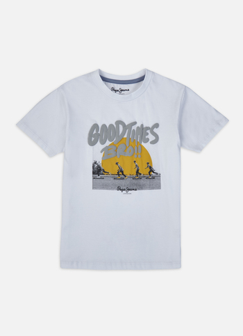 Boys White Graphic Print Short Sleeve T-shirt