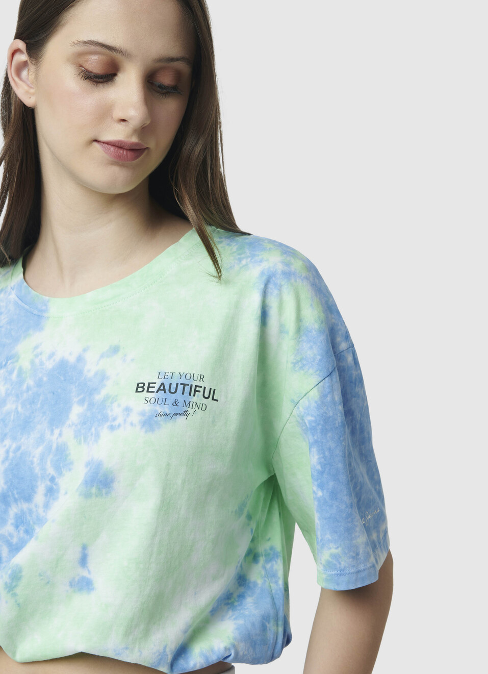 Elasticated Hem Tie & Dye Print T-shirt, , large image number 4