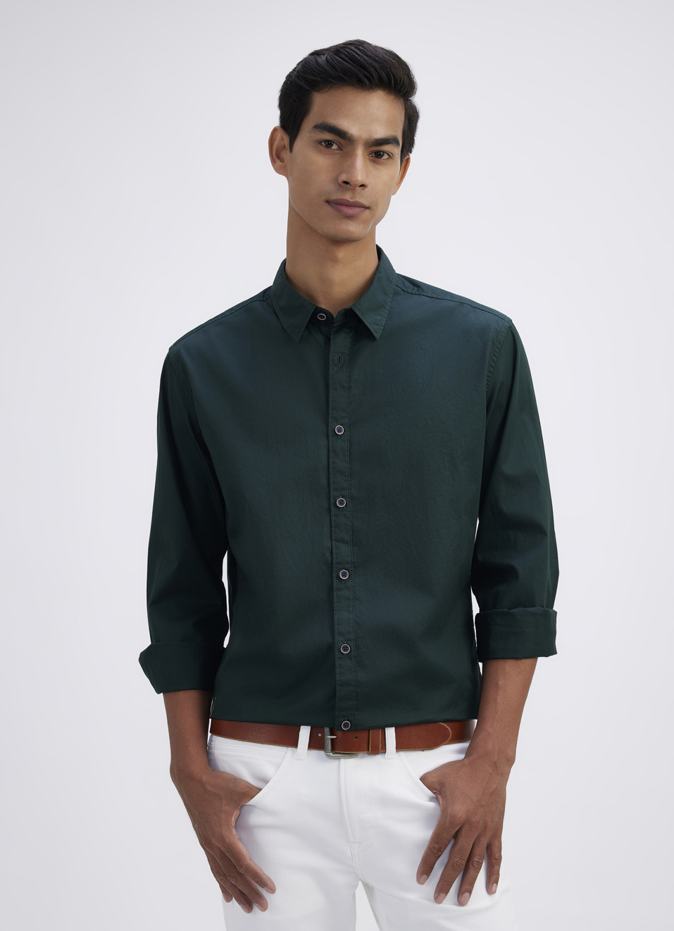 Men Green Full Sleeve Shirt, , large image number 0