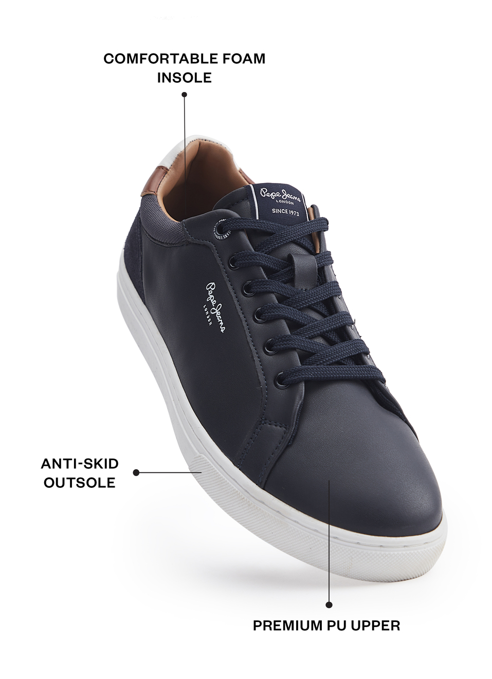 Kenton Court Navy Cupsole Sneakers, , large image number 1