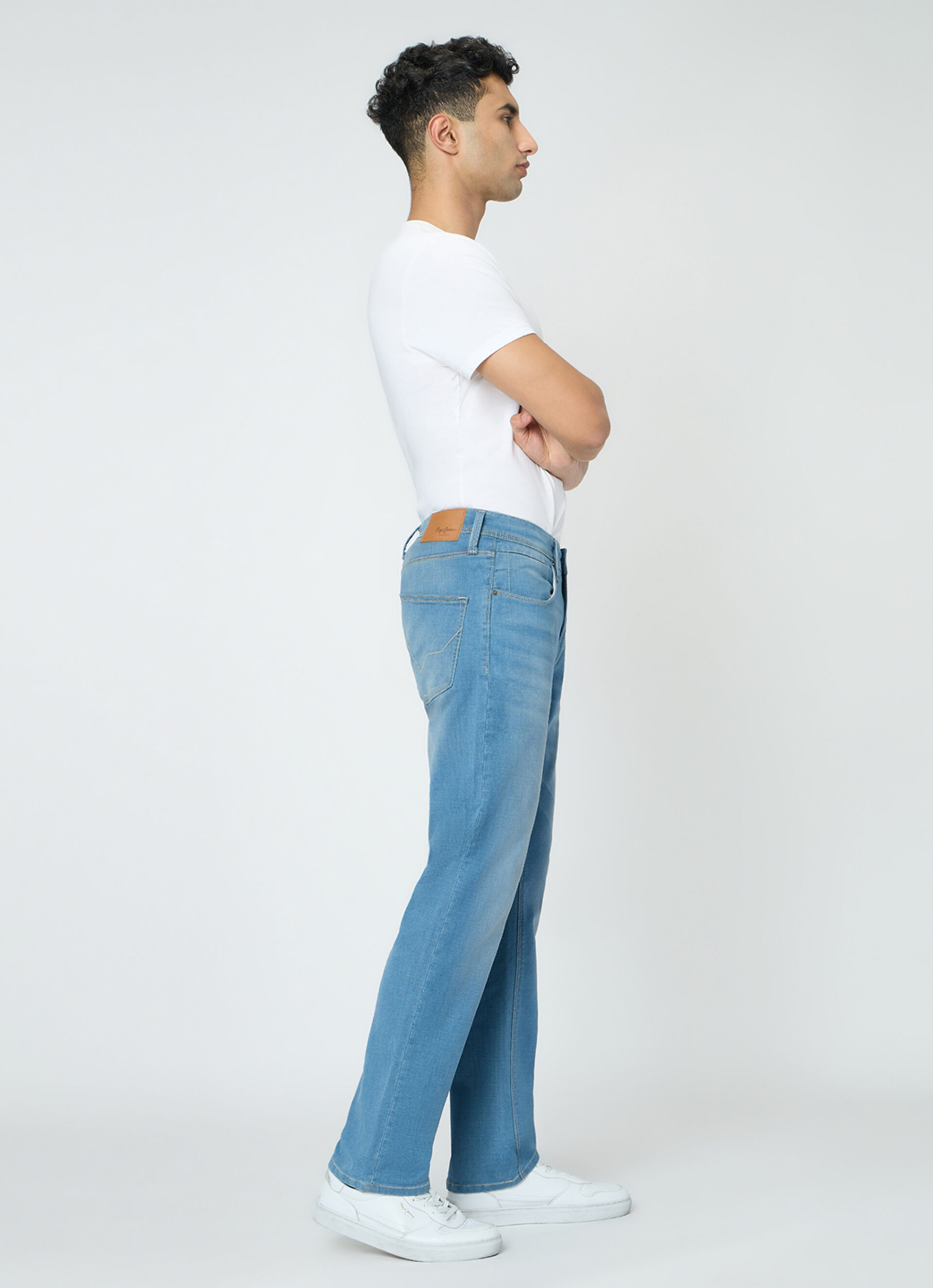 Men Blue Straight Fit Stretchable Jeans, , large image number 10
