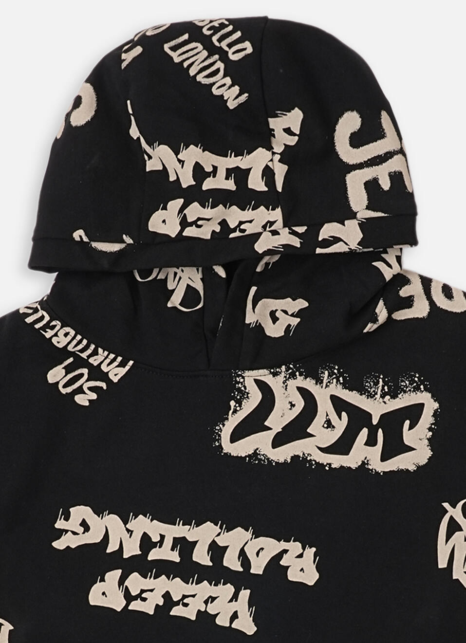 Boys Black Printed Full Sleeve Oversized Sweatshirt, , large image number 2