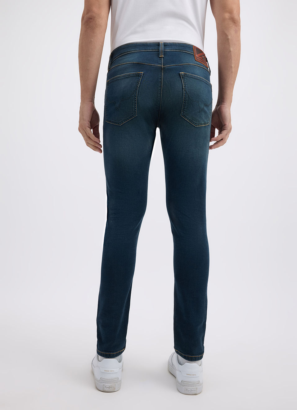 Men Blue Mid Rise Tapered Structured Jogger Like Jeans, , large image number 3