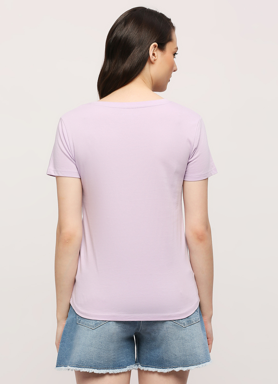 Lilac Round Neck Short Sleeve T-shirt, , large image number 2