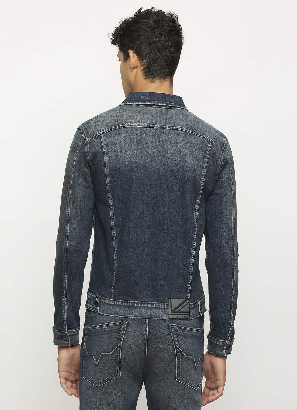 Dark Blue Front Pocket Trucker Denim Jacket, , large image number 2