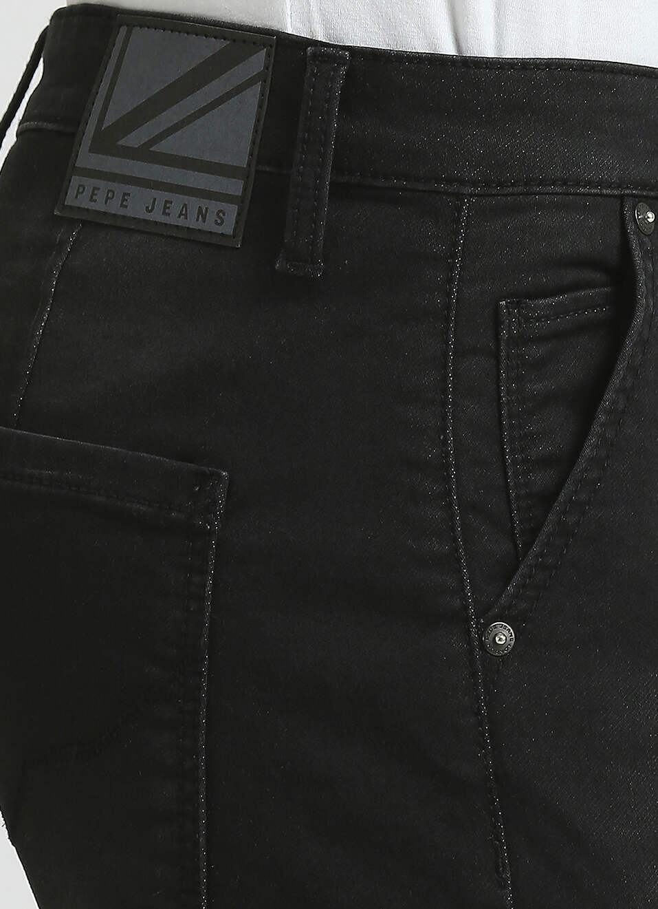 Cargo Straight Mid Rise Black Jeans, , large image number 4