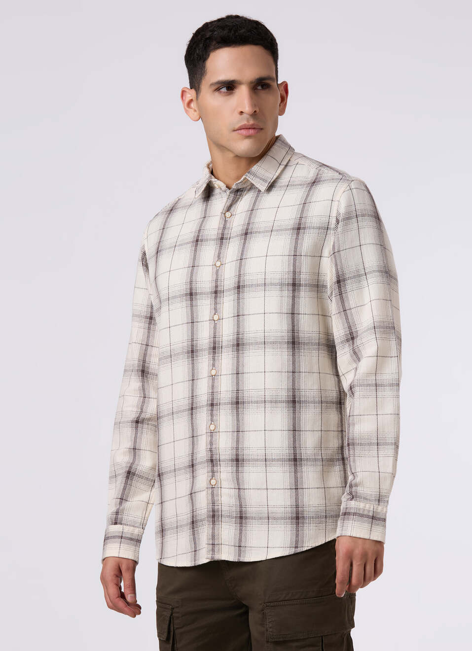 Men Off White Checked Regular Fit Shirt, , large image number 3
