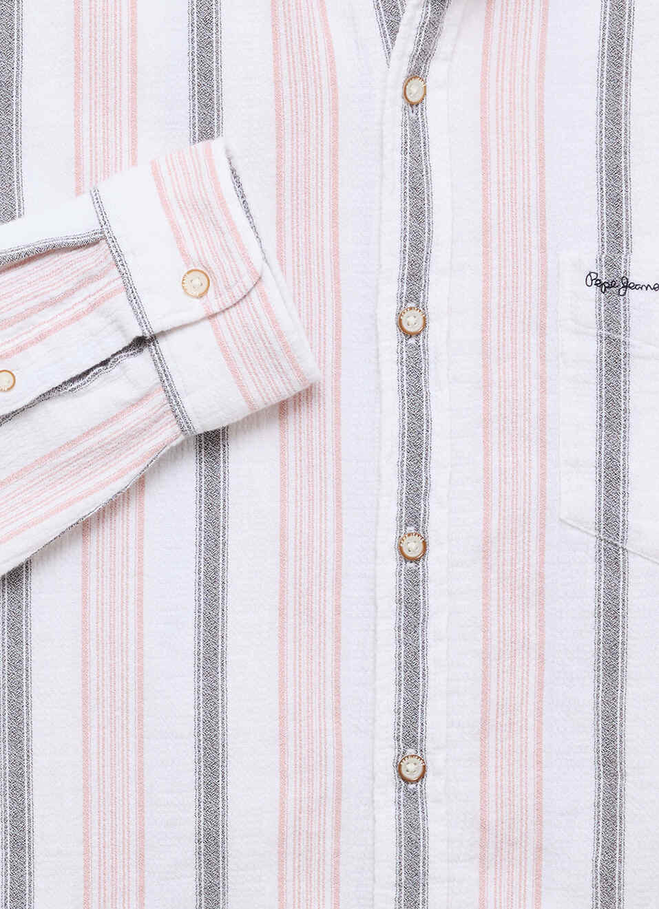 Men White Striped Long Sleeve Shirt, , large image number 7