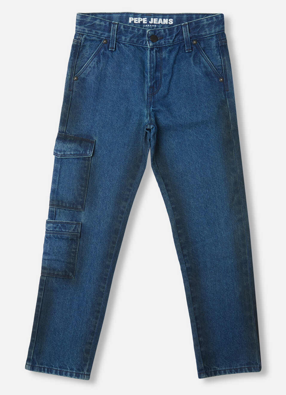 Boys Skater Dark Blue Mid Rise Wide Fit Jeans, , large image number 0
