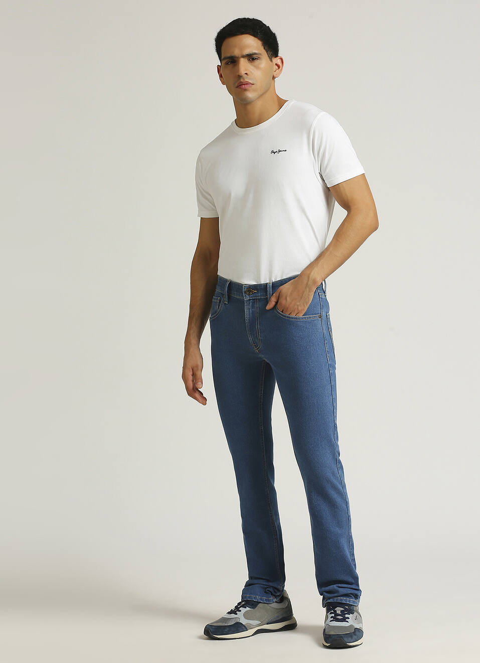 Vapour Ocean Blue Mid Rise Slim Fit Jeans, , large image number 1