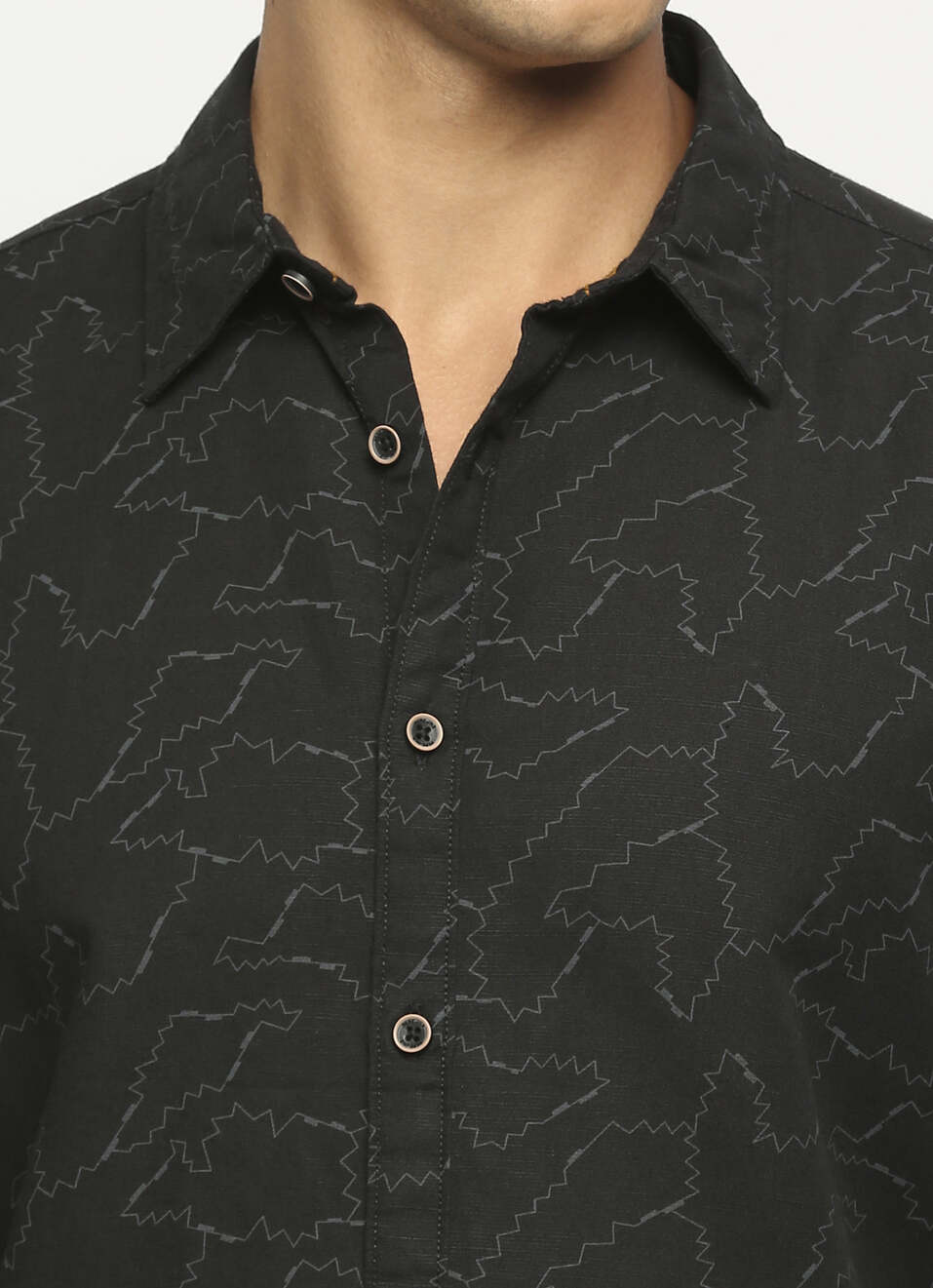 Black Printed Long Sleeve Shirt, , large image number 4