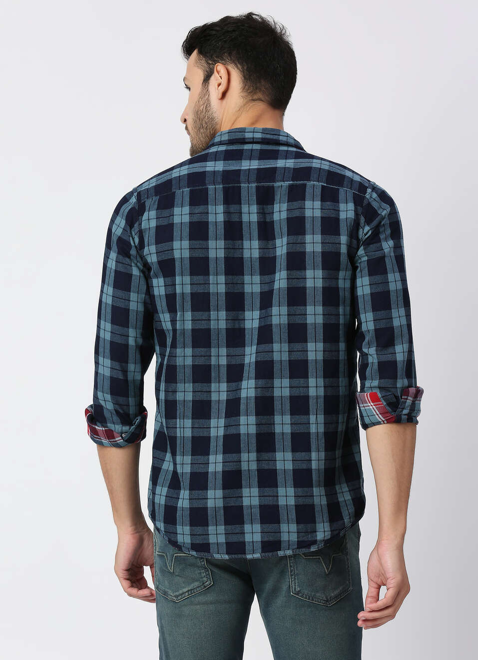 Maxime Reversible Indigo Checks Shirt, , large image number 2