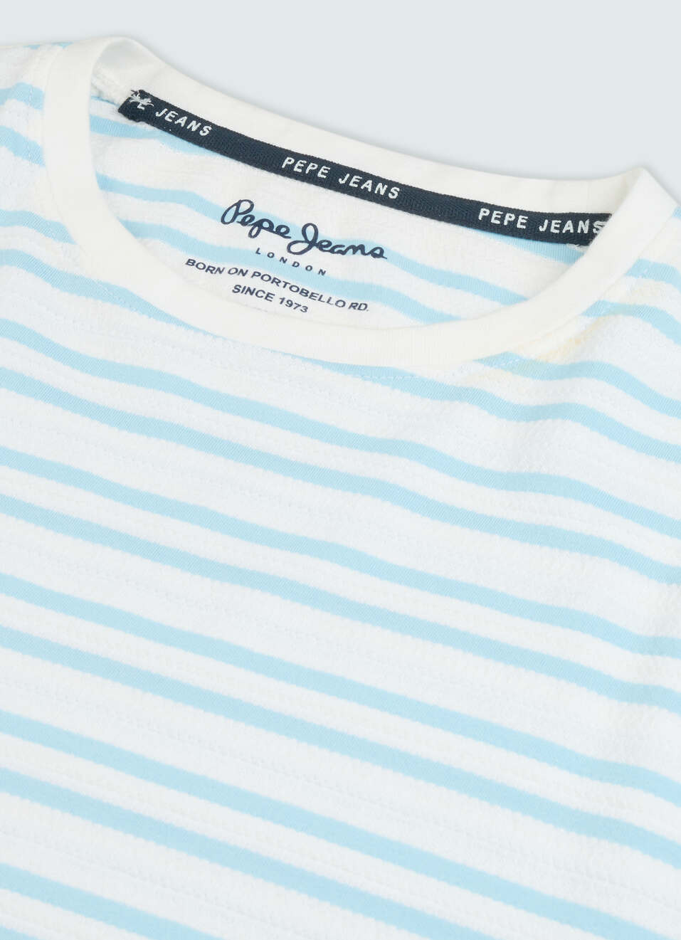 Men Sky Blue Striped Slim Fit T-shirt, , large image number 7