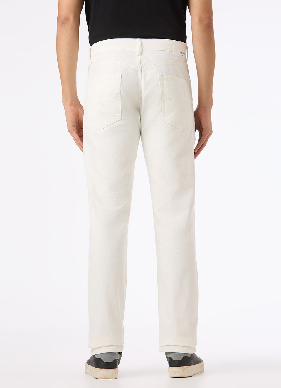 Men Ecru Mid Rise Straight Fit Stretchable Jeans, , large image number 3