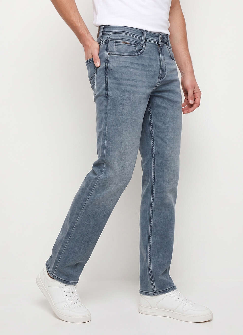 Men Grey Stretchable Jeans, , large image number 0