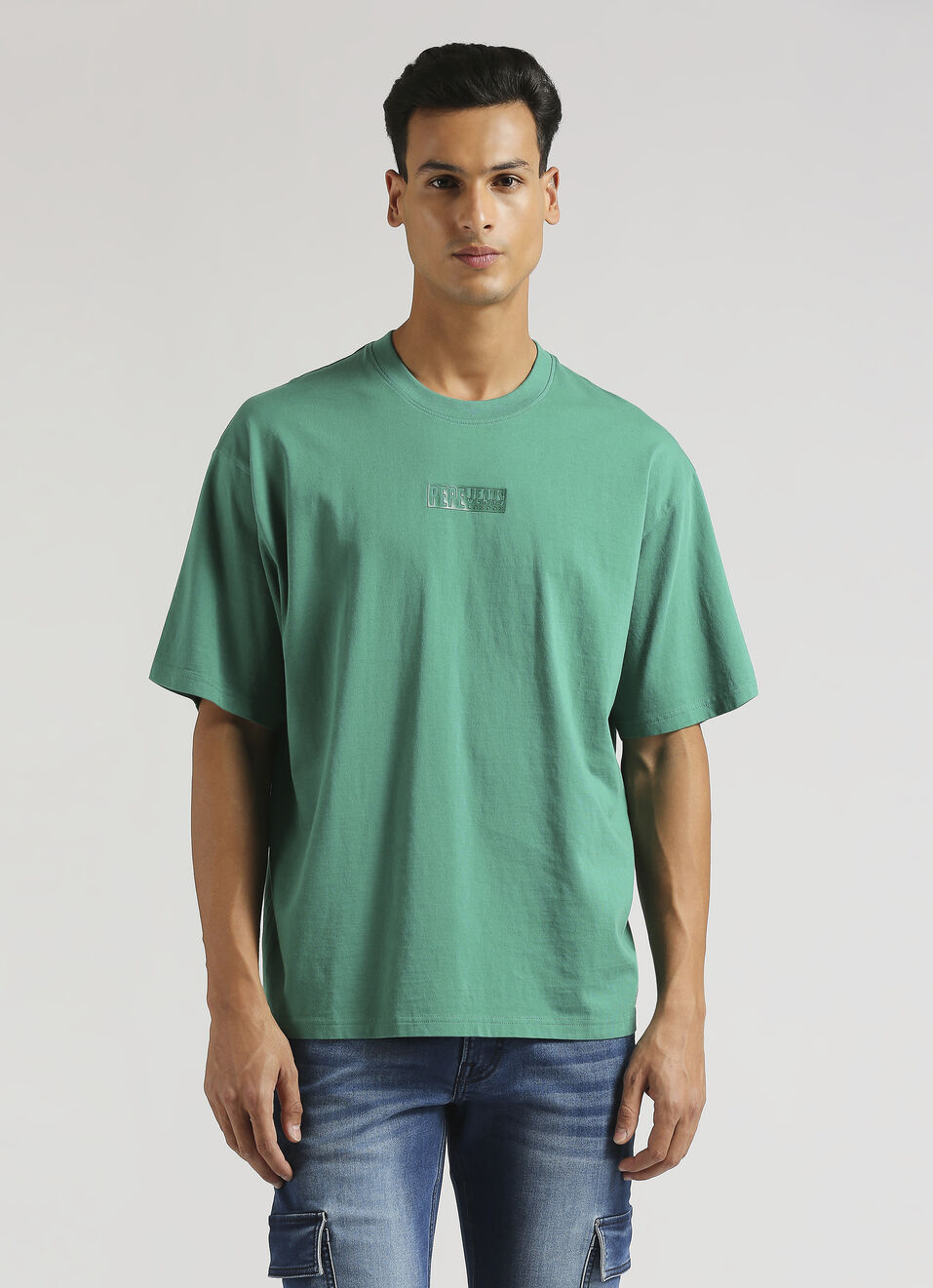 Green Logo Print Oversized Short Sleeve T-shirt, , large image number 1