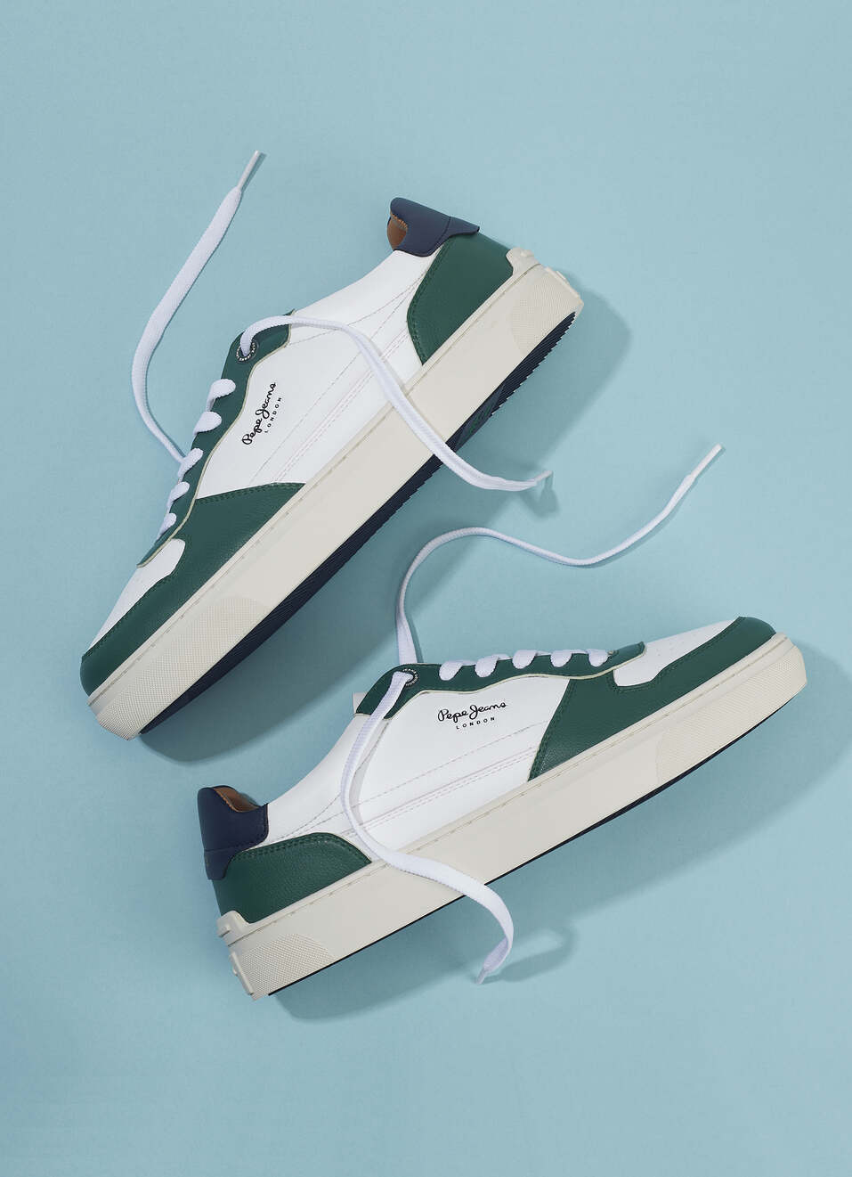 Men White & Green Pu Sneakers With Comfort Foam Insole, , large image number 0