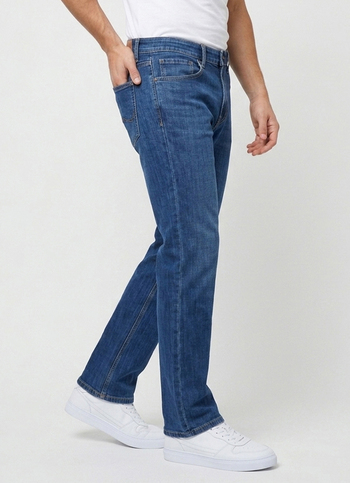 Men Blue Straight Fit Mid Rise Jeans