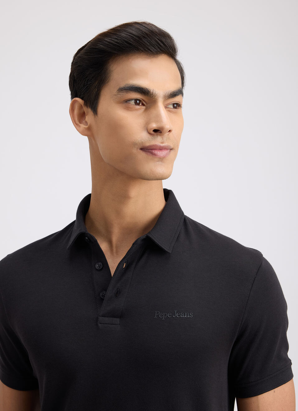 Men Black Solid Embroidery Logo Polo, , large image number 4