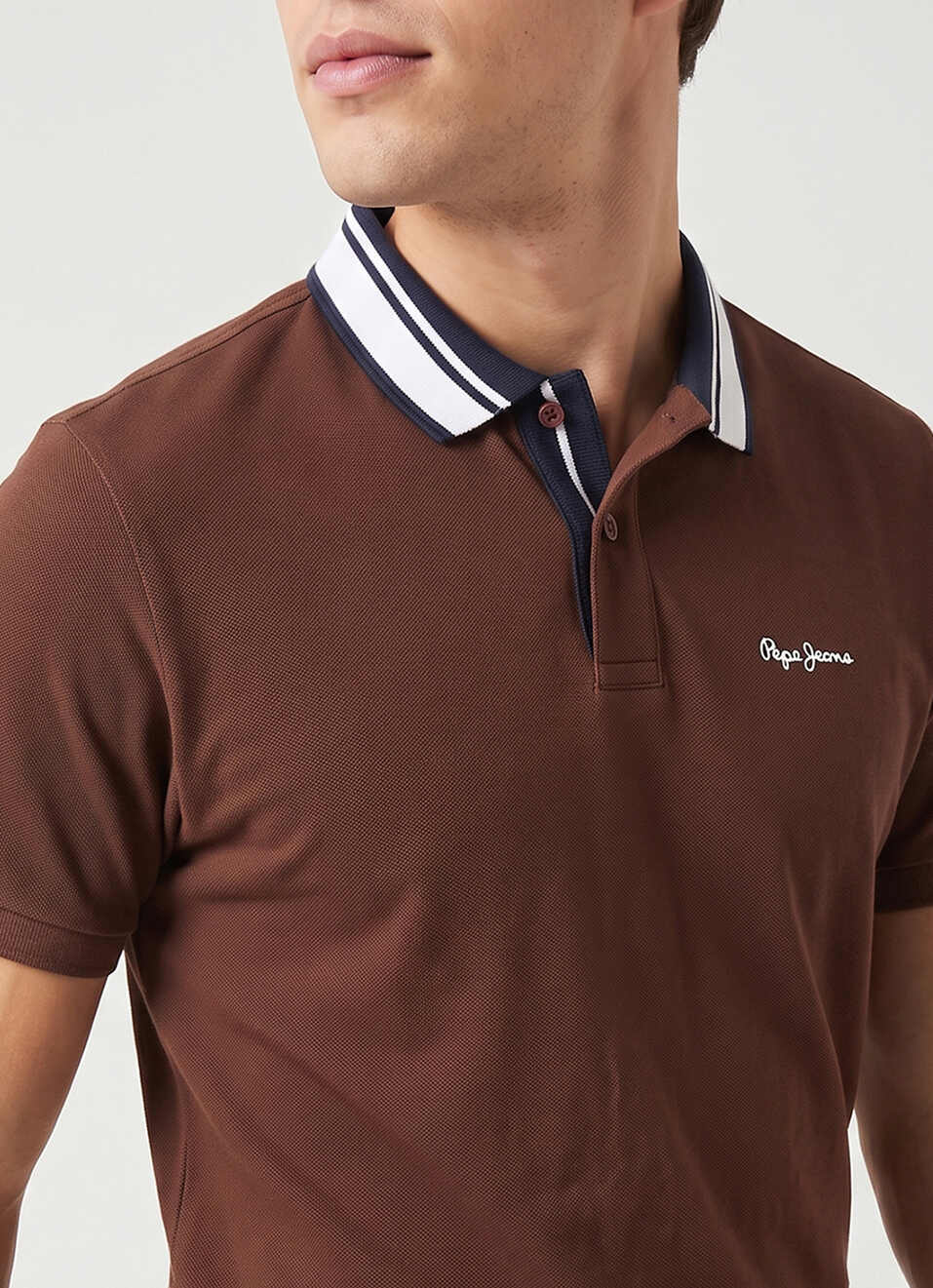 Men Brown Solid Polo Collar T-shirt, , large image number 4