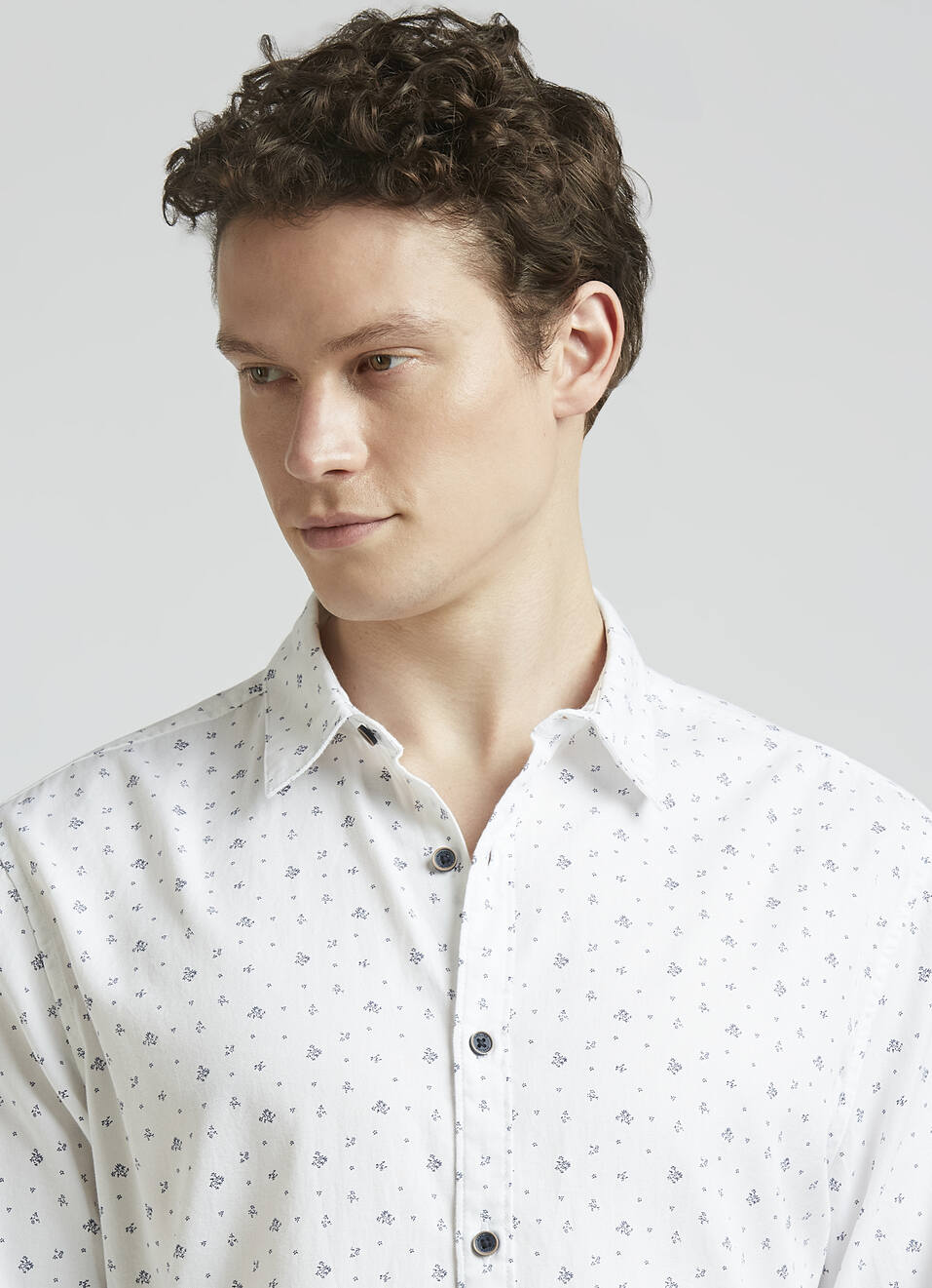 White Micro Print Full Sleeve Shirt, , large image number 4