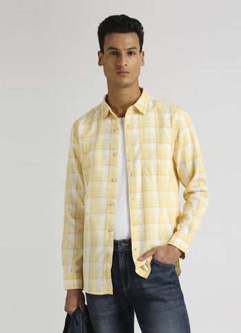 Yellow Plaid Summer Long Sleeve Shirt
