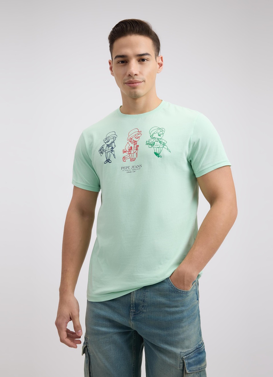 Men Green Graphic Print Short Sleeve T-shirt, , large image number 1