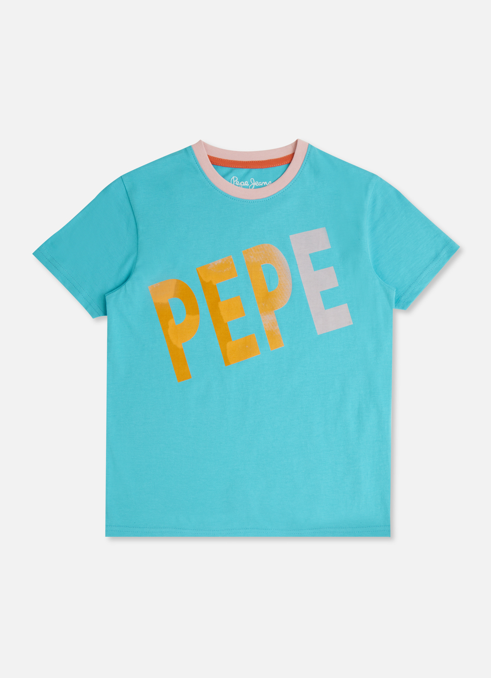 Boys French Blue Brand Print Short Sleeve T-shirt, , large image number 0