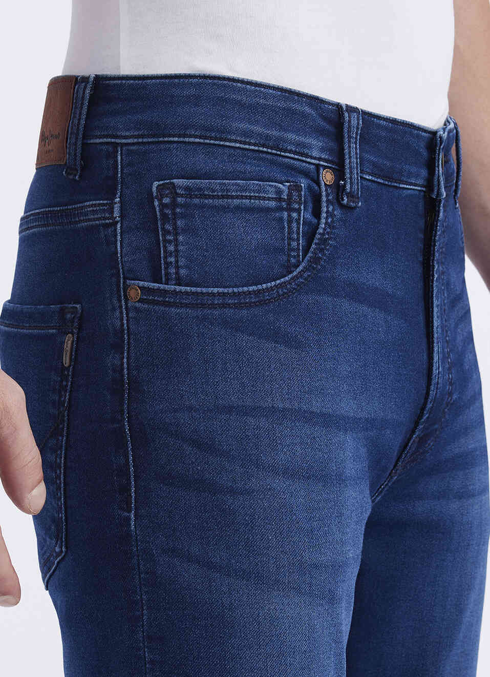 Men Blue Mid Rise Slim Gymindigo Jogger Like Jeans, , large image number 4