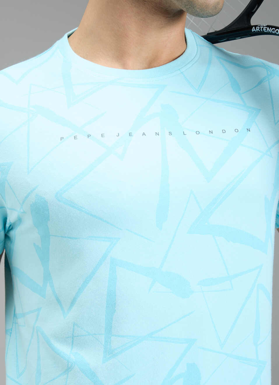 Men Blue Abstract Print Slim Fit T-shirt, , large image number 5