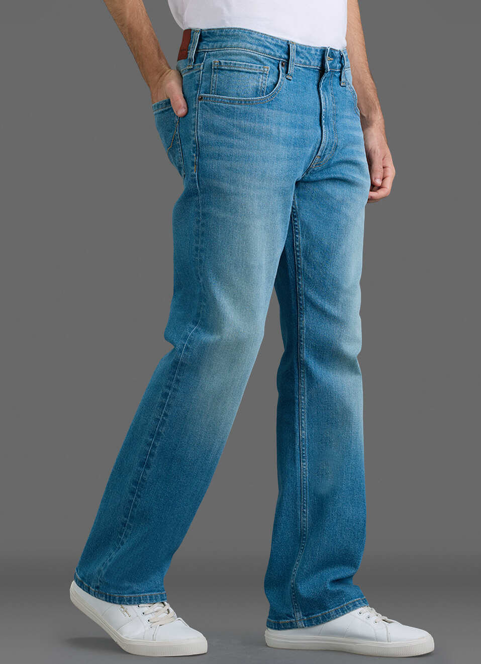 Men Light Wash Stretchable Bootcut Jeans, , large image number 0