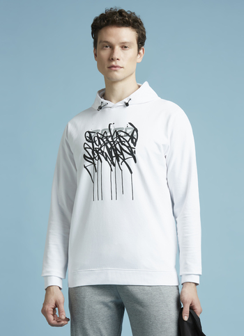 White Graphic Print Full Sleeves Sweatshirt