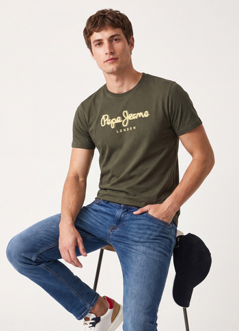 Men Green Printed Slim Fit Short Sleeve T-shirt