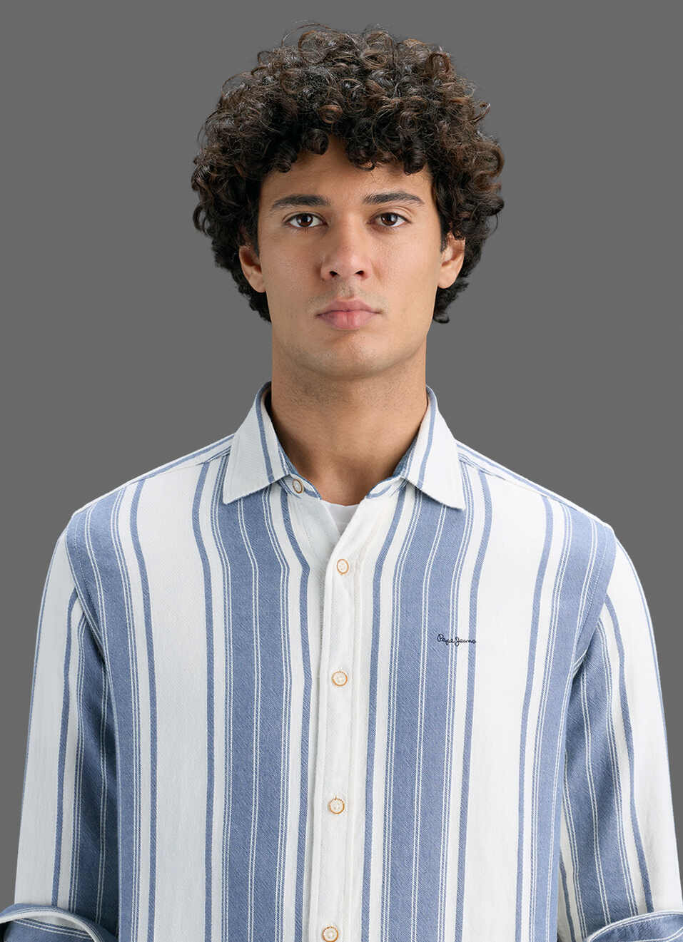 Men Blue Striped Shirt, , large image number 4