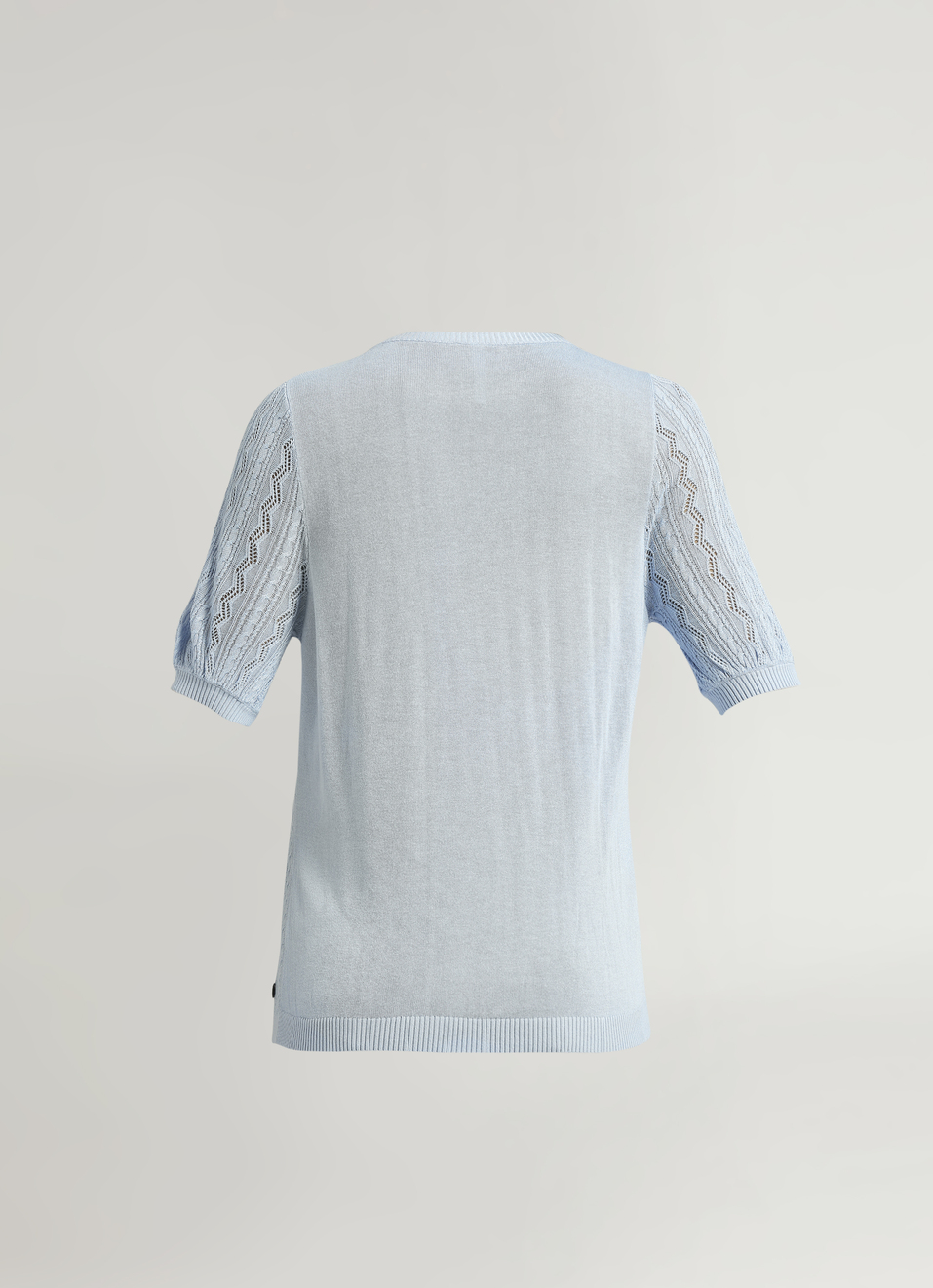 Light Blue Embroidered Short Sleeve Flat Knit Top, , large image number 7
