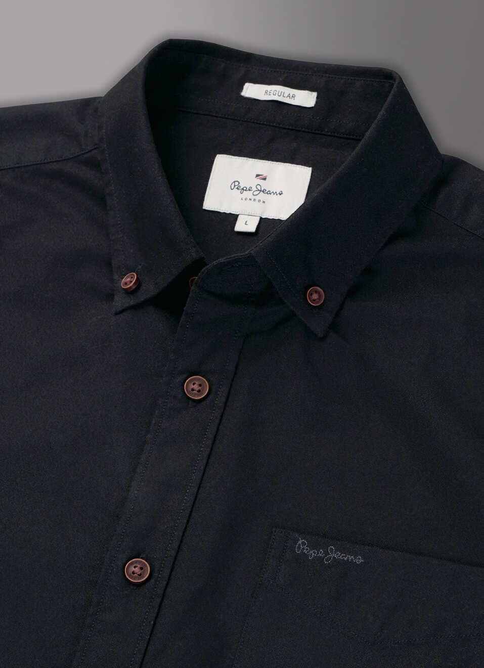Men Black Solid Regular Button-down Collar Shirt, , large image number 3