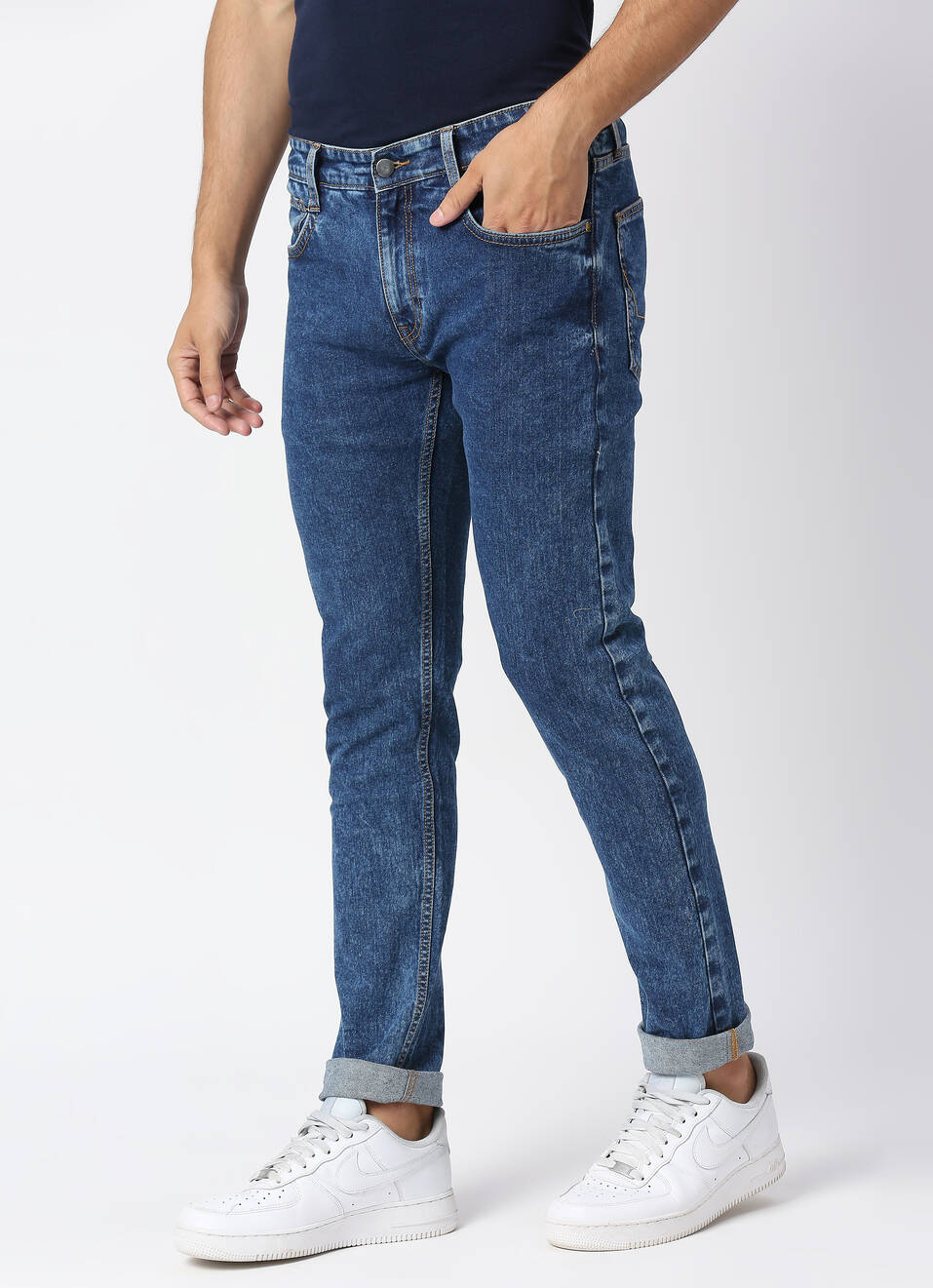 VAPOUR Mid Rise Jeans, Med Blue Denim, , large image number 2