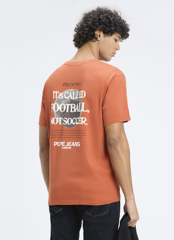 Men Nut Brown Back Print Relaxed Fit Short Sleeve T-shirt