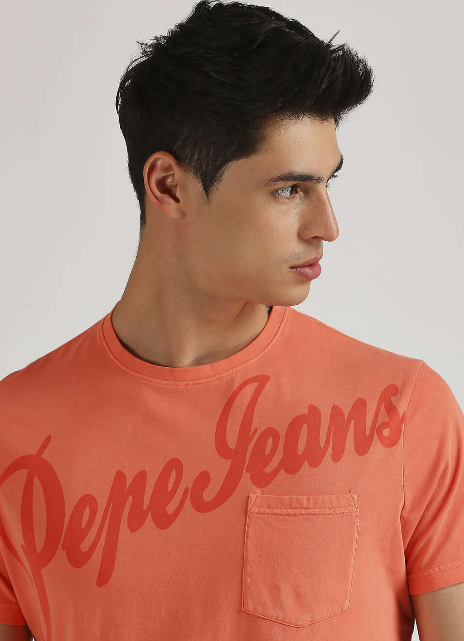 Peach Single Pocket Overdyed Short Sleeve T-shirt, , large image number 4