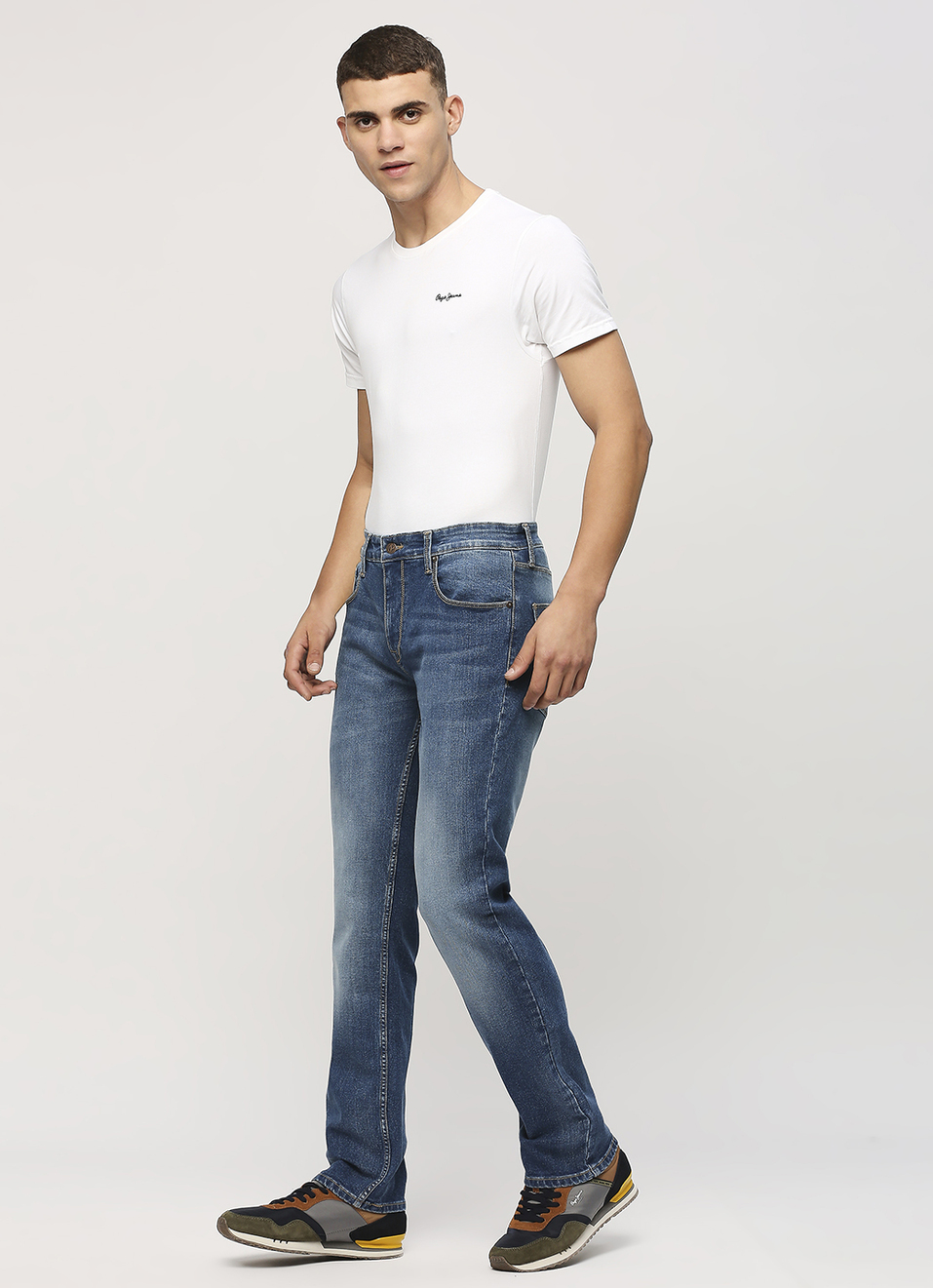 Holborne Light Blue Mid Rise Straight Fit Jeans, , large image number 1