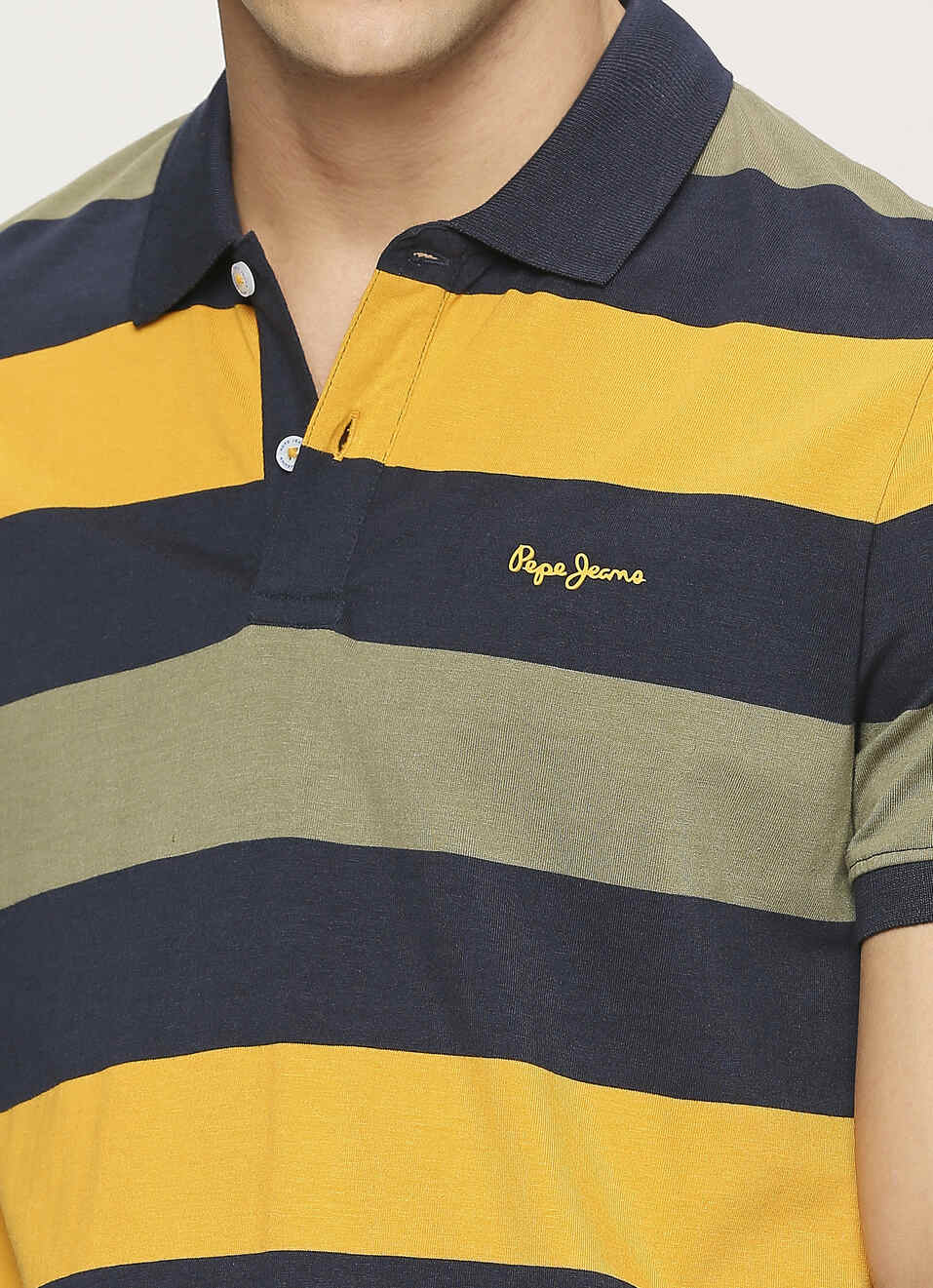 Navy Striped Short Sleeve Polo, , large image number 4