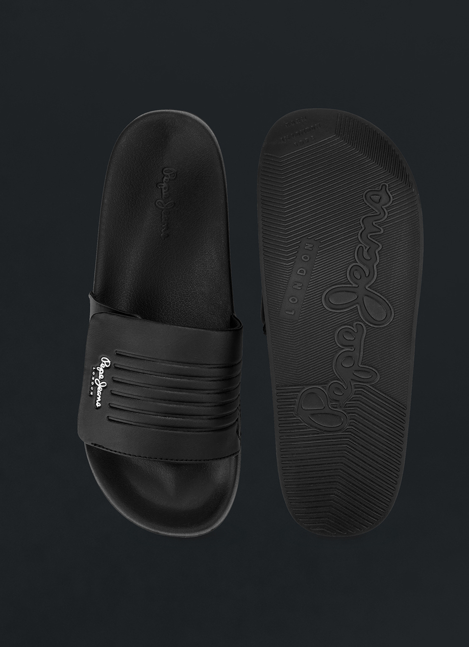 Men Black Solid Velcro Strap Slides, , large image number 4