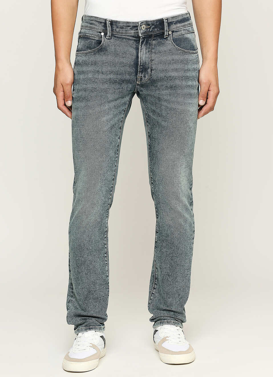 Vapour Blue Mid Waist Slim Fit Jeans, , large image number 2