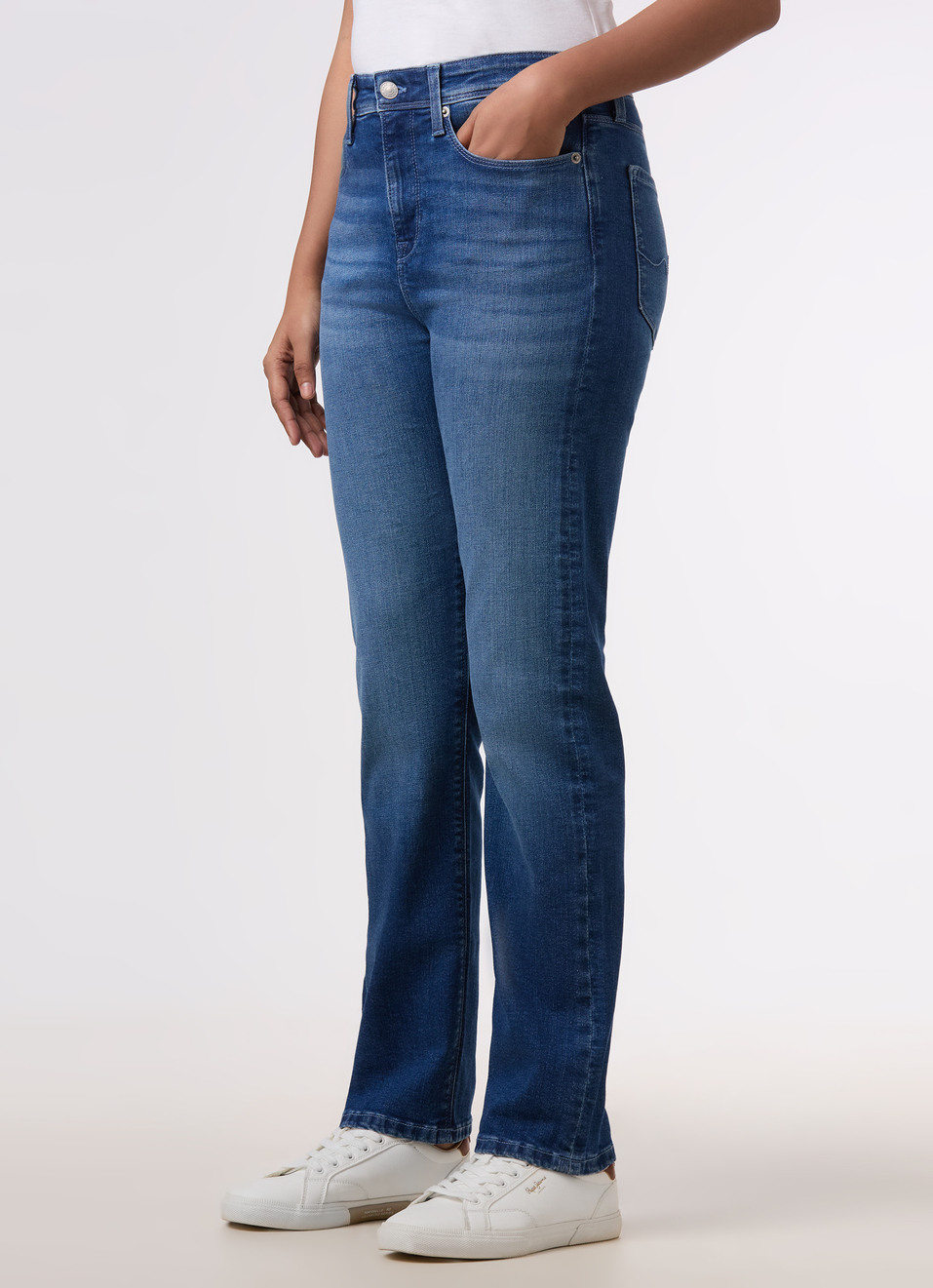 Women Blue High Rise Straight Stretchable Jeans , , large image number 3