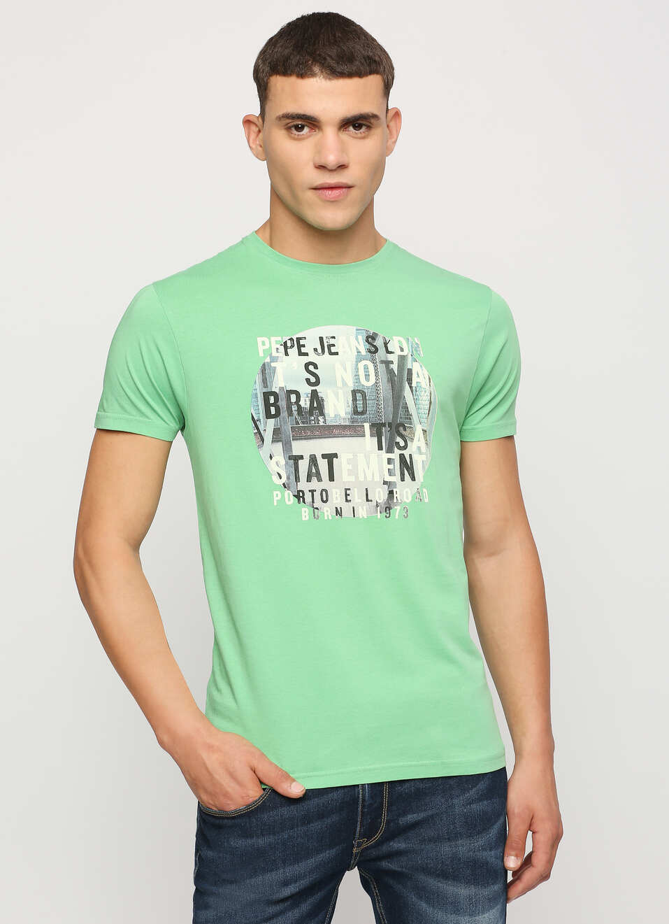 Green Printed Short Sleeve Tee, , large image number 0