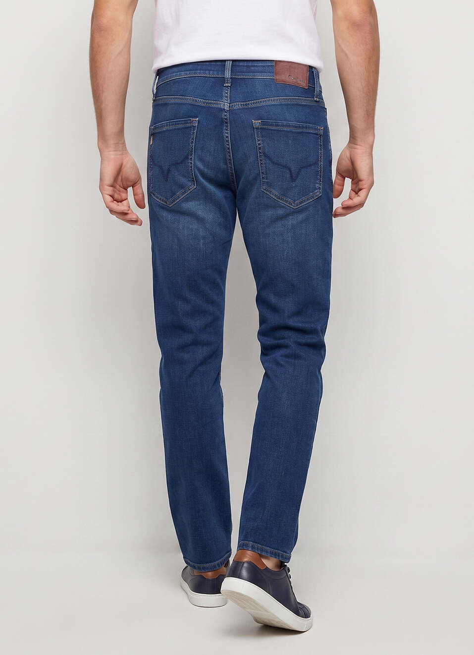 Men Blue Straight Fit Mid Rise Stretchable Jeans, , large image number 3