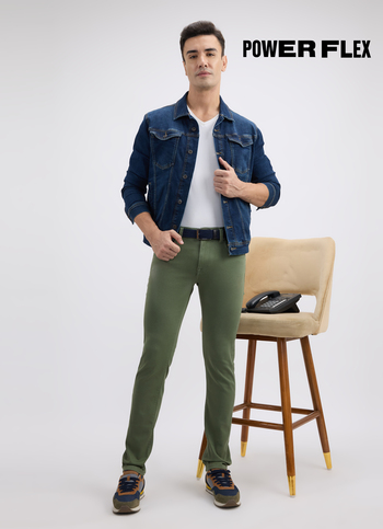 Men Green Mid Rise Slim Powerflex Jeans