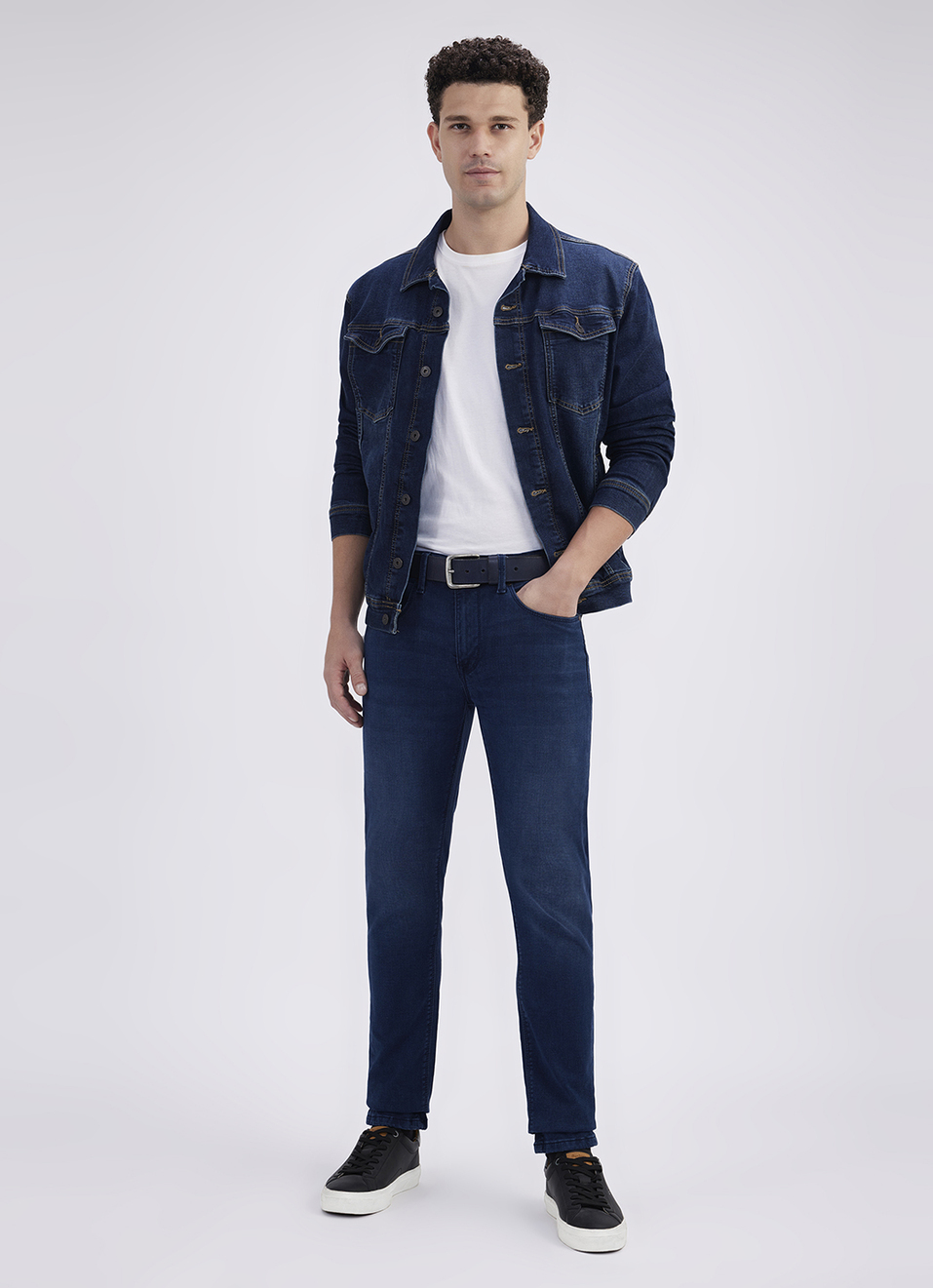 Men Blue Mid Rise Tapered Structured Jogger Like Jeans, , large image number 1