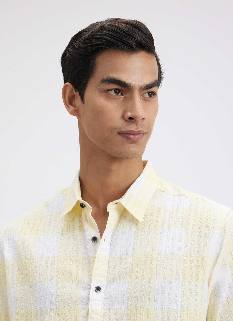 Men Yellow Check Short Sleeve Shirt, , large image number 4