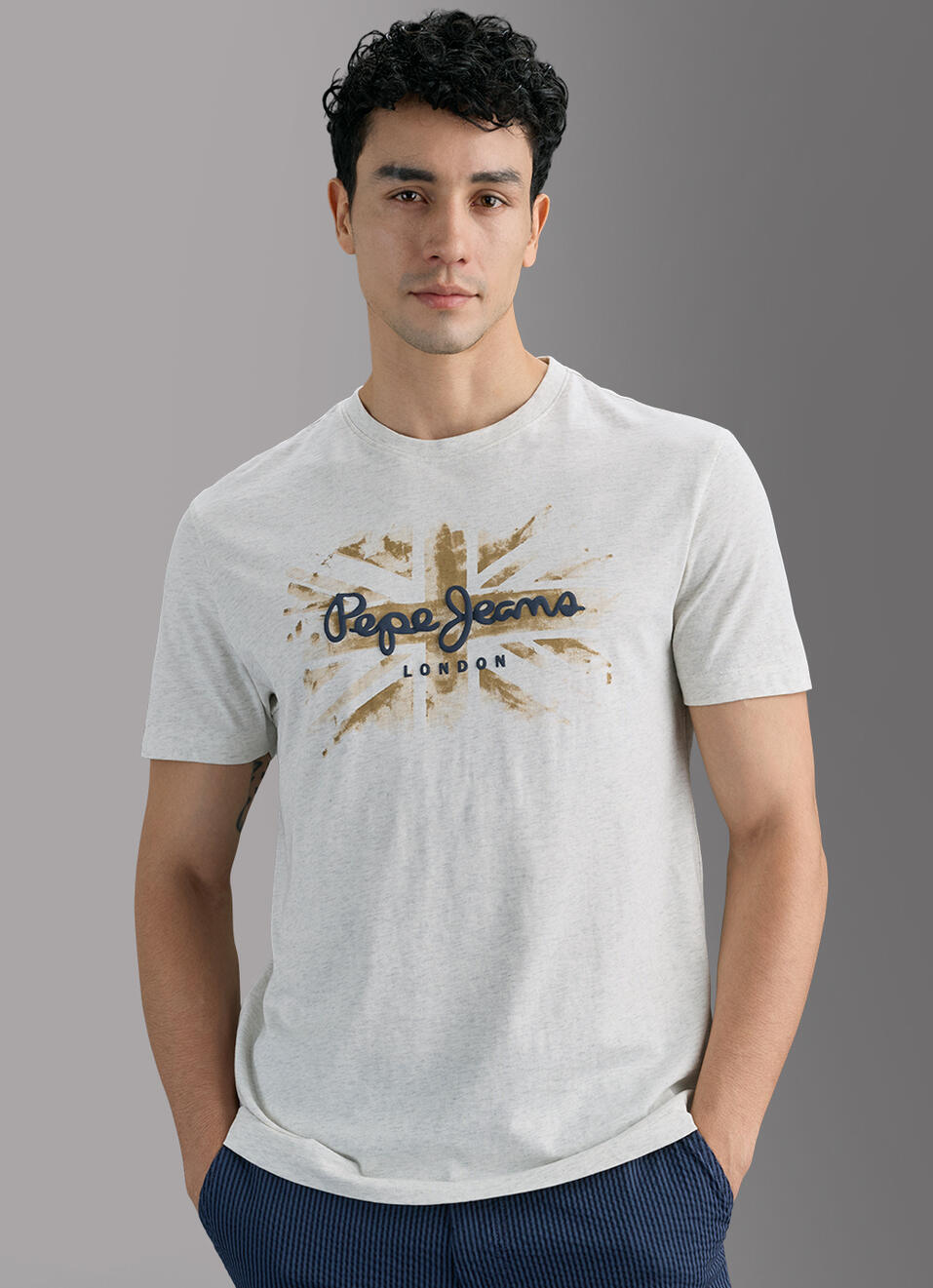Men Ecru White Slim Printed T-shirt, , large image number 5